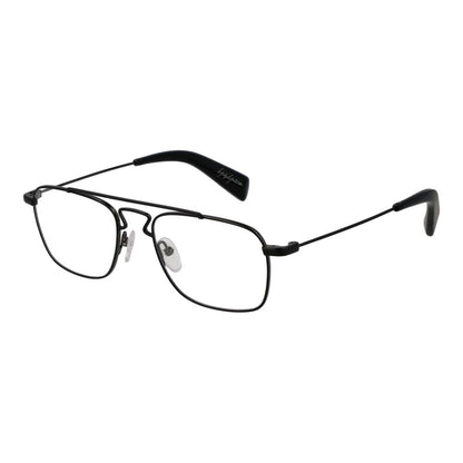 Eyeglasses Frames by Yohji Yamamoto for men in black showcases a reflective silhouette, artfully incorporating a sophisticated black coloured frame with a distinct full-frame frame design.