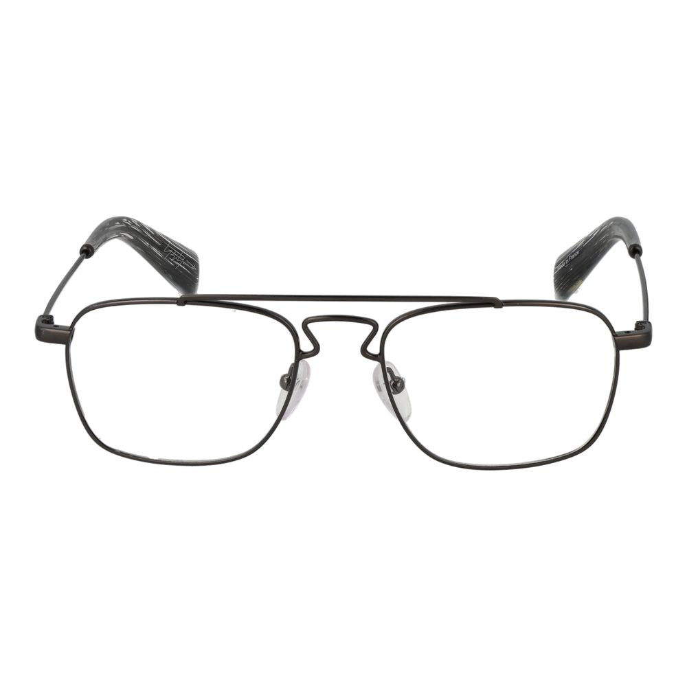 Eyeglasses Frames by Yohji Yamamoto for men in lyocell & denim cotton and gray & gunmetal showcases a refined silhouette, detailed with a gray coloured frame finish and a sophisticated full-frame frame design.