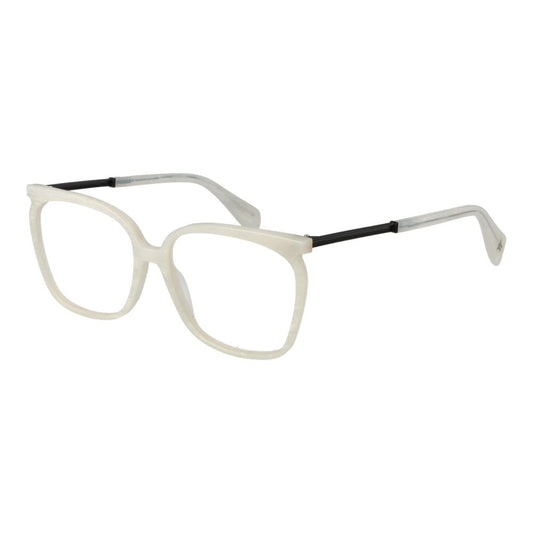 Eyeglasses Frames by Yohji Yamamoto for women in plastic white features an refined silhouette, showcasing a sophisticated white coloured frame and refined full-frame frame design for a refined look.