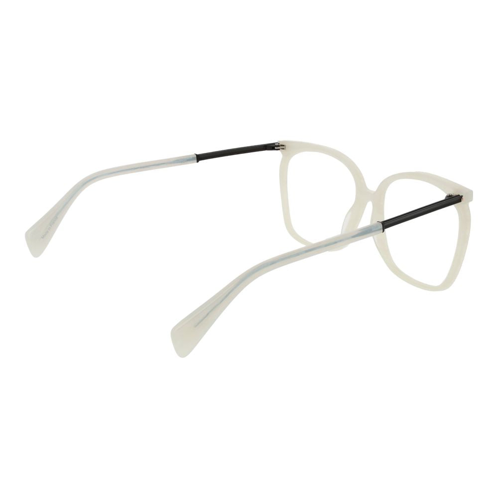 Eyeglasses Frames by Yohji Yamamoto for women in plastic white showcases a reflective silhouette, artfully incorporating a sophisticated white coloured frame with a distinct full-frame frame design.