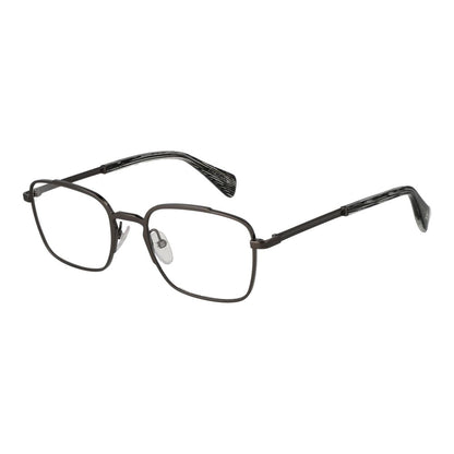 Eyeglasses Frames by Yohji Yamamoto for men in metal gray showcases a refined full-frame frame design with a refined gunmetal coloured frame finish for a refined and sophisticated look.