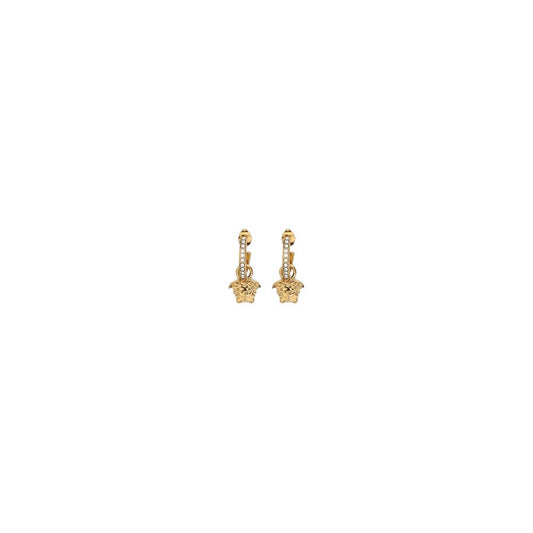 Earrings by Versace for women in leather & cotton gold features an ornate from the Medusa Women's Gold Earrings collection, showcasing a ornate finish that embodies sophisticated luxury.