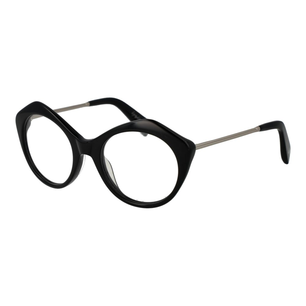 Eyeglasses Frames by Yohji Yamamoto for women in black features an refined silhouette, showcasing a sophisticated black coloured frame and refined full-frame frame design for a refined look.