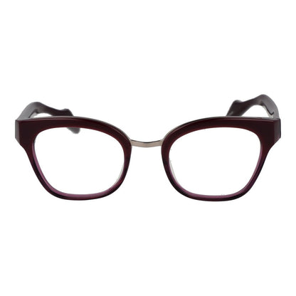 Eyeglasses Frames by Yohji Yamamoto for women in acetate purple showcases a reflective silhouette, artfully incorporating a sophisticated purple coloured frame with a distinct full-frame frame design.