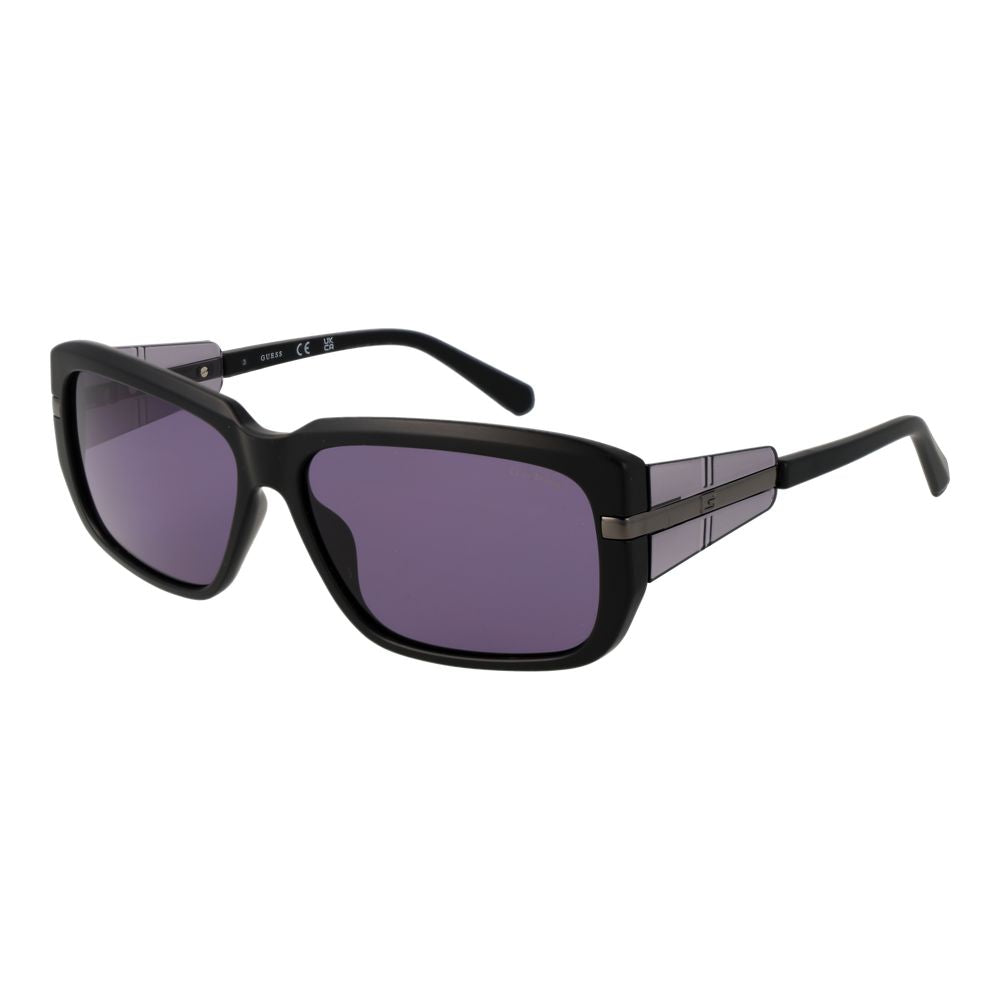 Sunglasses by Guess for men in plastic black features a sumptuous silhouette, showcasing a sumptuous rectangle full-rim frame design in black coloured frame with high-performance non-polarized category-3-dark-tint lens.