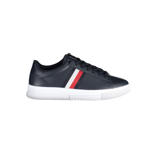 Sneakers by Tommy Hilfiger for men in polyester blue features an opulent silhouette from the Men's Fashion Polyester Sneakers collection, showcasing a signature fashion style with an opulent finish.