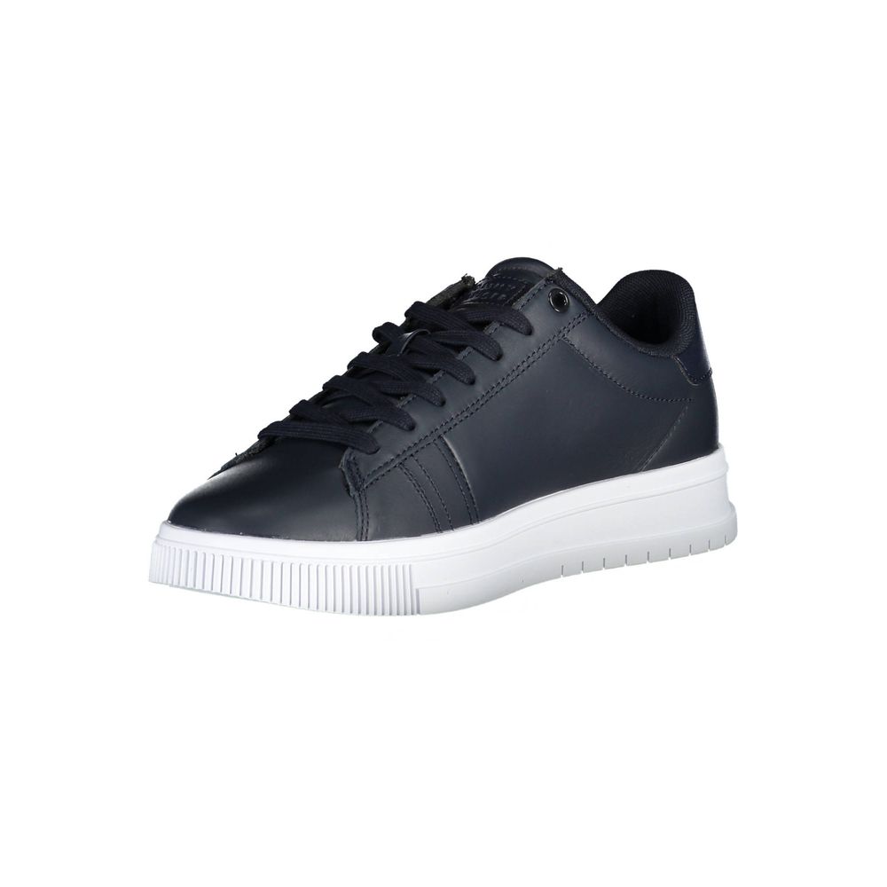 Sneakers by Tommy Hilfiger for men in polyester blue presents a sumptuous silhouette from the Men's Fashion Polyester Sneakers collection, showcasing a sumptuous fashion style for an elevated aesthetic.