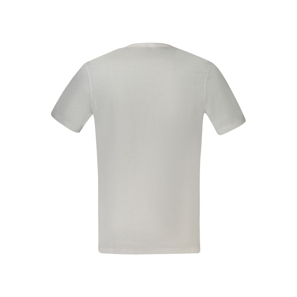 T-Shirt by Hugo Boss for men in cotton white & print showcases a unassuming silhouette, artfully detailed with a refined crew neckline and unassuming for a sophisticated, contemporary look.