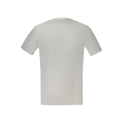 T-Shirt by Hugo Boss for men in cotton white & print showcases a unassuming silhouette, artfully detailed with a refined crew neckline and unassuming for a sophisticated, contemporary look.