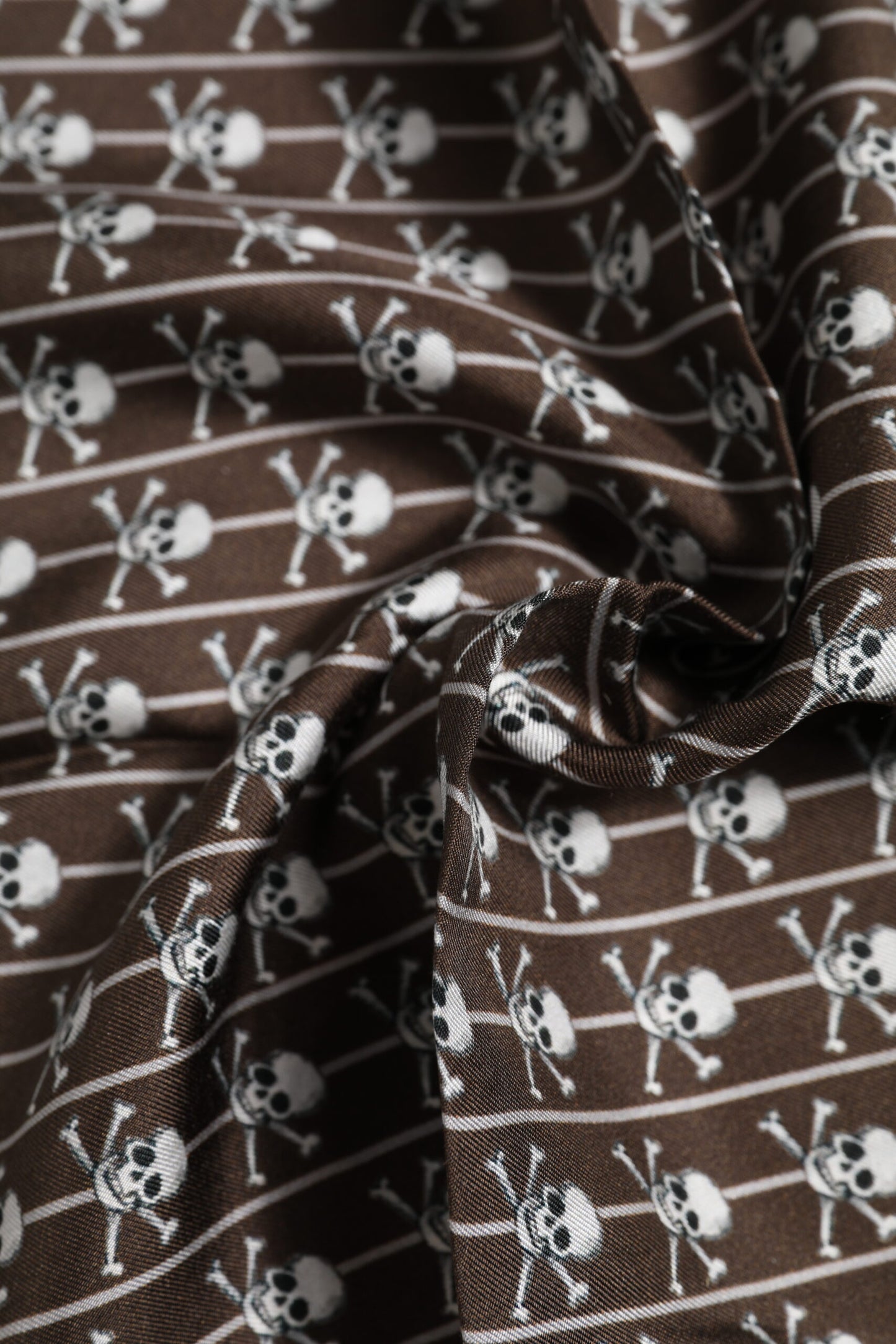 Dolce & Gabbana Brown Skull Silk Square Men Foulard Scarf