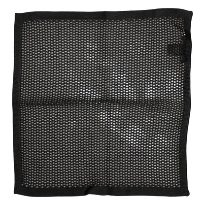 Dolce & Gabbana Black Patterned Cotton Square Foulard Scarf
