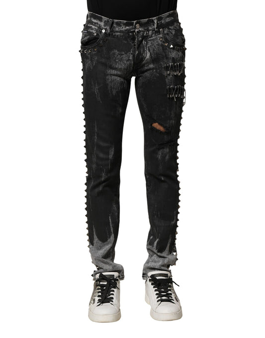 Dolce & Gabbana Men's Skinny Regular Fit Stretch Denim Cotton Jeans - Black
