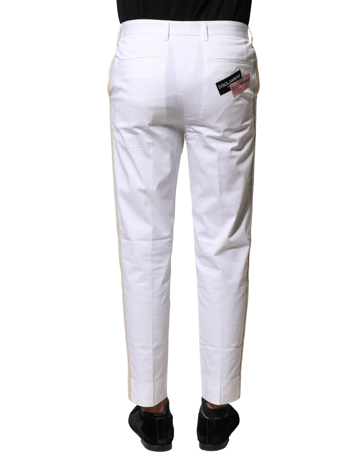 Dolce & Gabbana Men's Tapered Leg Straight Regular Fit Stretch Polyester Cotton Jeans - White