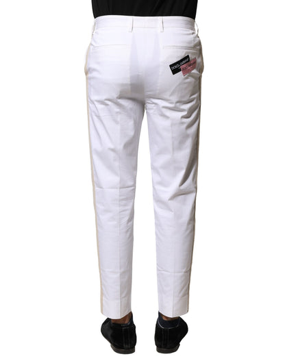 Dolce & Gabbana Men's Tapered Leg Straight Regular Fit Stretch Polyester Cotton Jeans - White