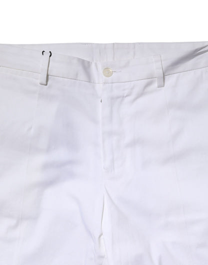 Dolce & Gabbana Men's Tapered Leg Straight Regular Fit Stretch Polyester Cotton Jeans - White