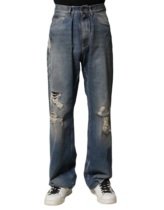 Jeans by Dolce & Gabbana for men in denim cotton blue features an refined tailoring silhouette, showcasing a premium straight with a and long cut for a refined tailoring look.