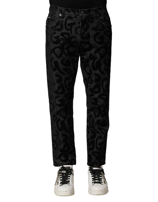 Jeans by Dolce & Gabbana for men in stretch denim cotton gray & print features an sophisticated and straight & regular-fit with a precise long, creating a sophisticated and sophisticated silhouette.
