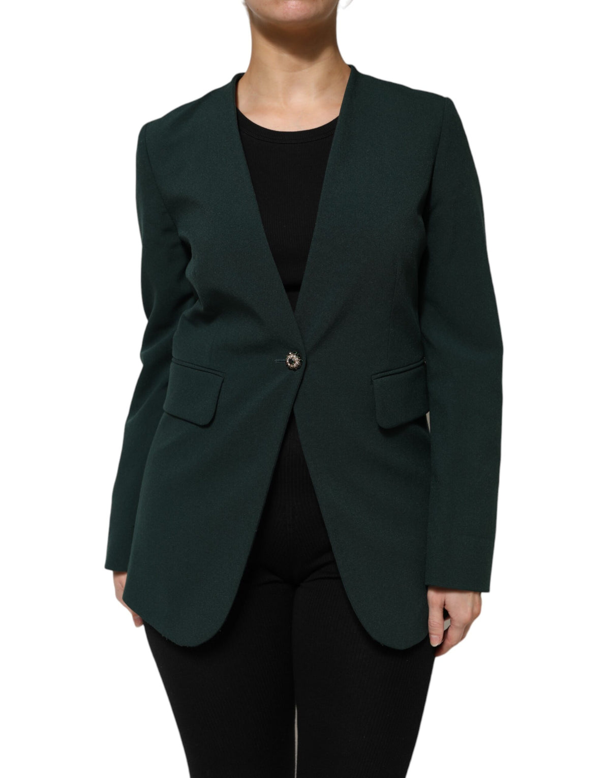 Maison Margiela Women's Single Breasted Polyester & Viscose Jacket - Green