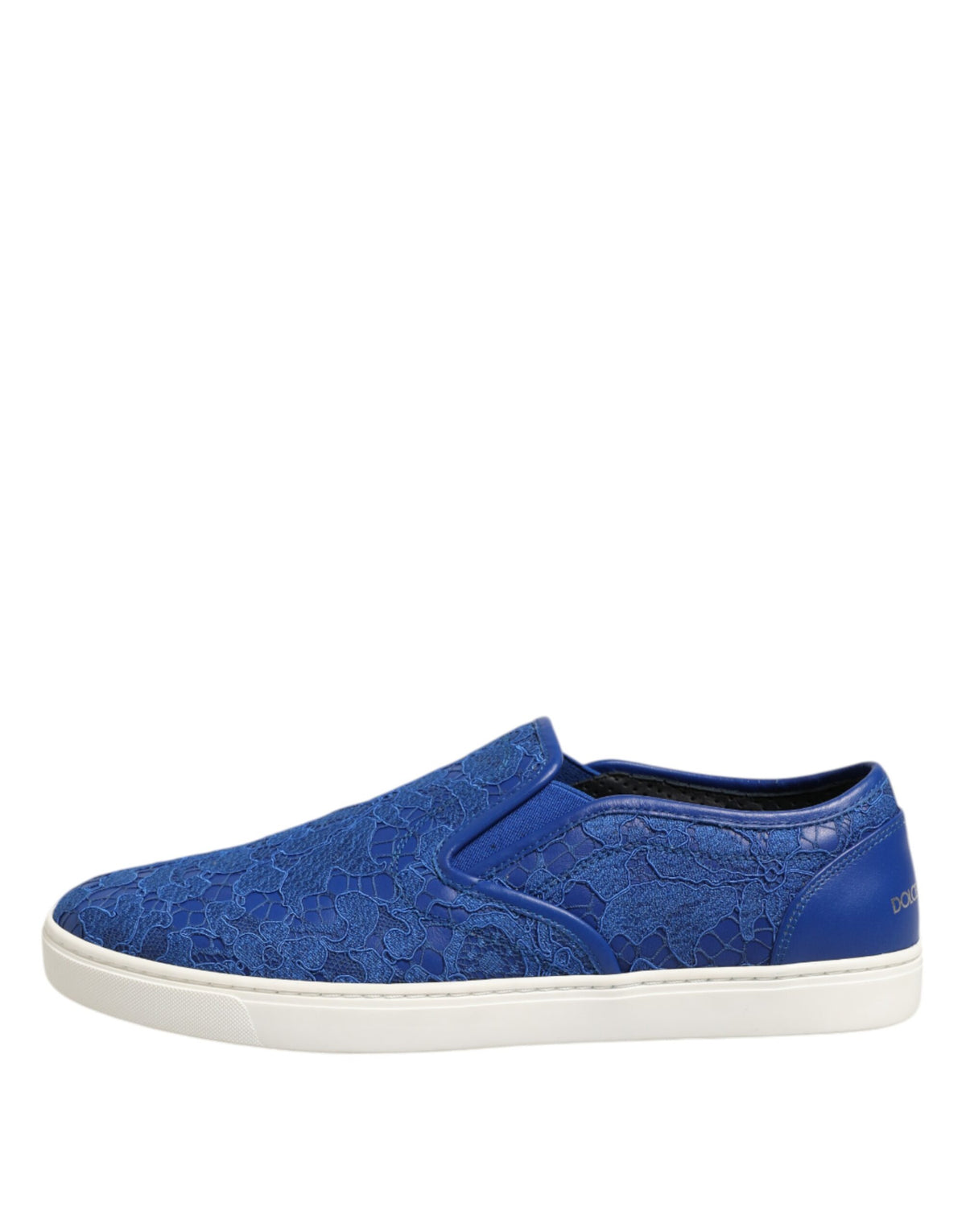 Dolce & Gabbana Men's Slip On Calfskin Leather Cotton Polyester & Viscose Sneakers - Blue