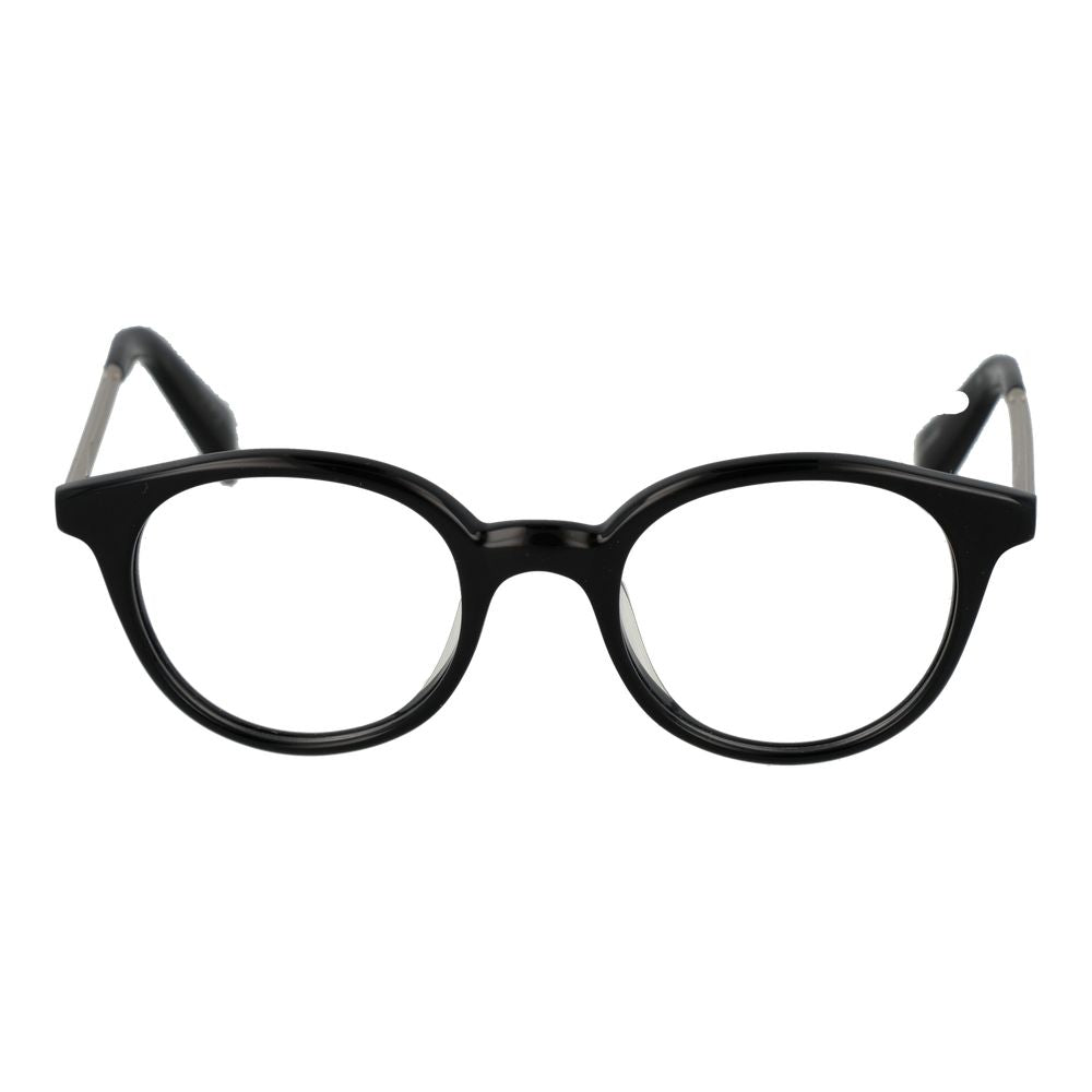 Eyeglasses Frames by Yohji Yamamoto for unisex in acetate black features an refined silhouette, showcasing a sophisticated black coloured frame and refined full-frame frame design for a refined look.