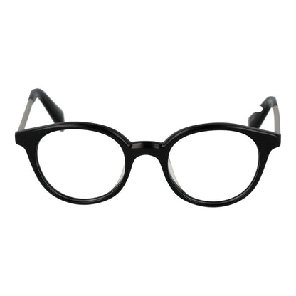 Eyeglasses Frames by Yohji Yamamoto for unisex in acetate black features an refined silhouette, showcasing a sophisticated black coloured frame and refined full-frame frame design for a refined look.