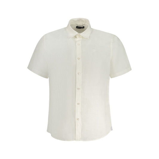 Shirt by North Sails for men in linen white, featuring a nuanced short-sleeve and nuanced for a sophisticated finish.