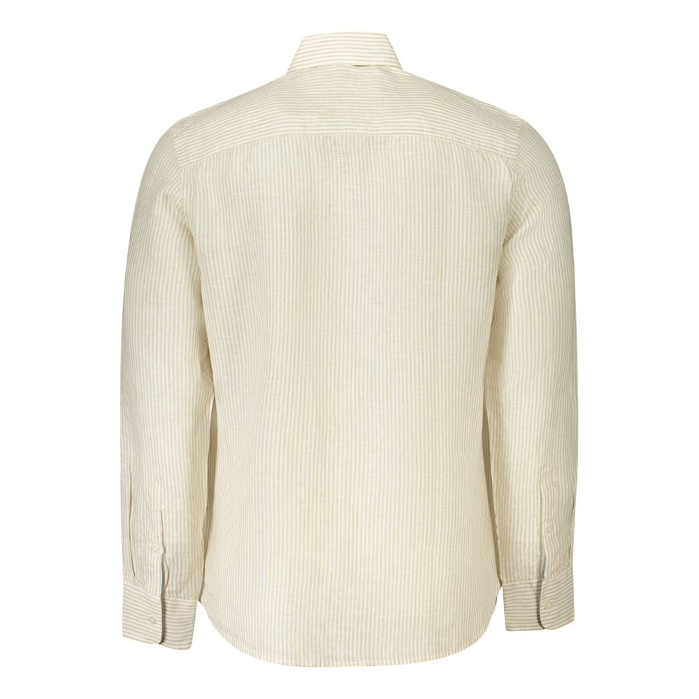 Shirt by North Sails for men in linen beige & striped features an polished silhouette, showcasing a sophisticated and detail for a truly polished finish.