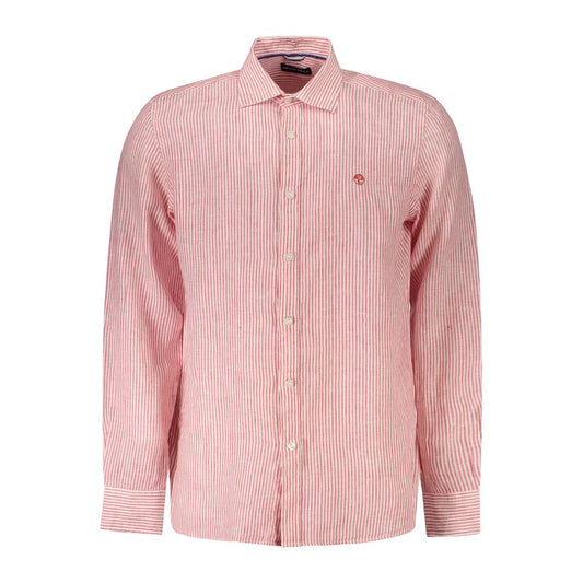 Shirt by North Sails for men in linen red, patterned & striped showcases a sleek silhouette, elegantly detailed with a sleek and long-sleeve for a sleek finish.