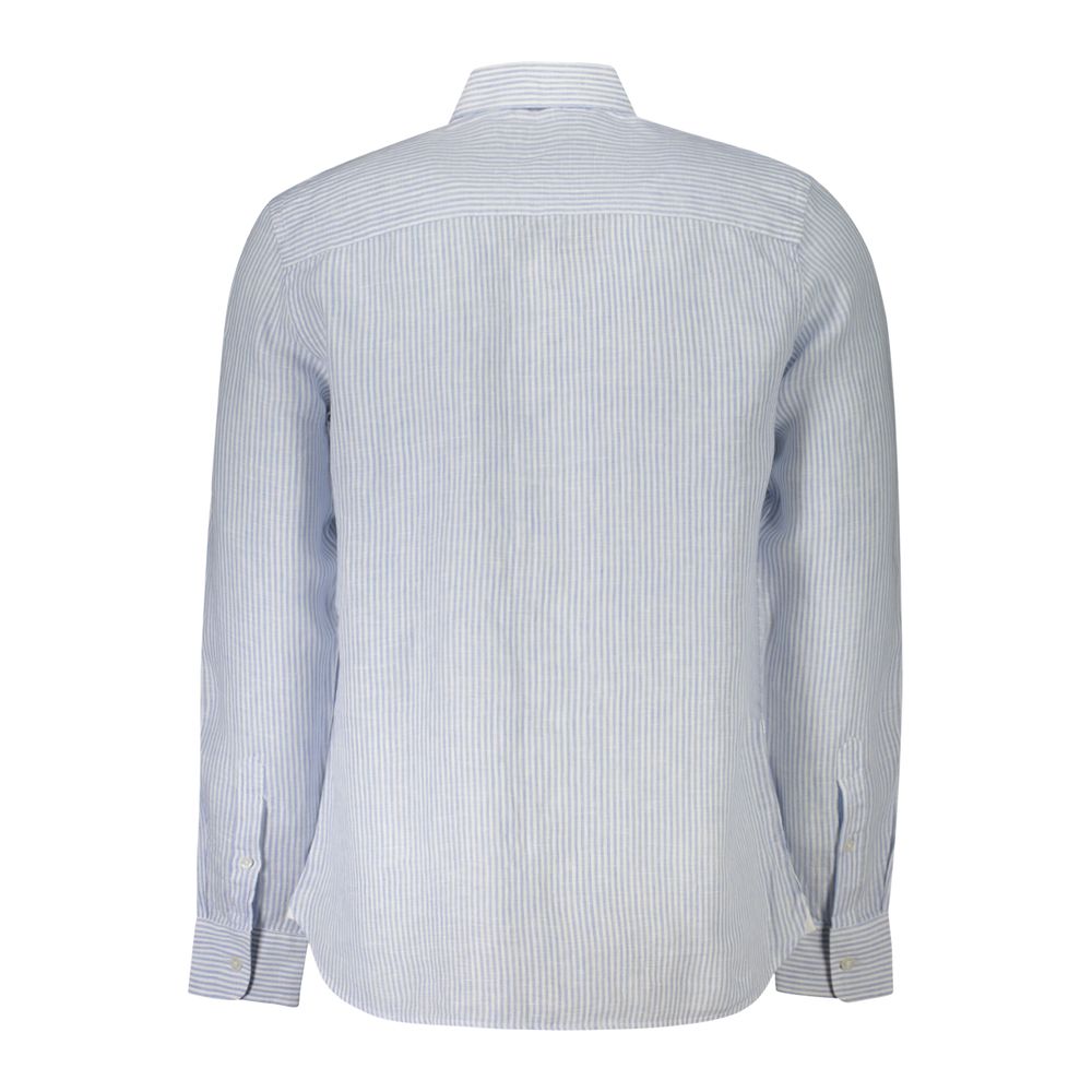 Shirt by North Sails for men in linen blue & striped, featuring a nuanced and nuanced for a sophisticated finish.