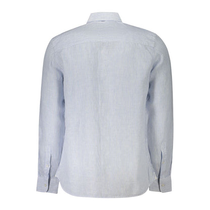 Shirt by North Sails for men in linen blue & striped, featuring a nuanced and nuanced for a sophisticated finish.
