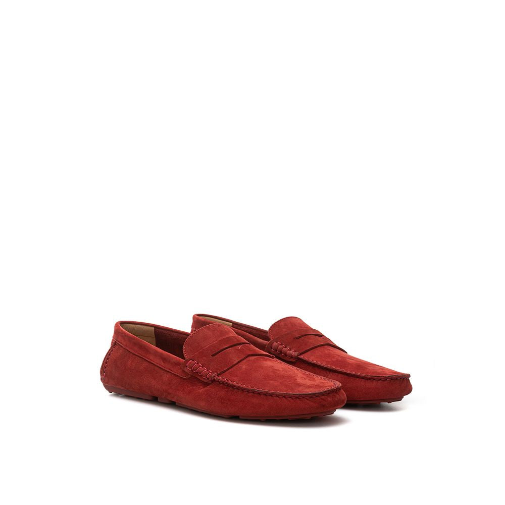 Loafer Shoes by Bally for men in suede leather & rubber bordeaux showcases a timeless silhouette from the Men's Suede Leather & Rubber Loafer Shoes collection, featuring a timeless and round toe style for a timeless finish.