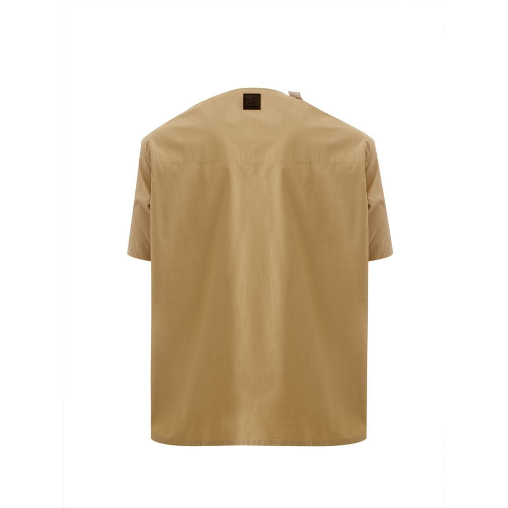 Tunic by Emporio Armani for men in cotton & rubber beige, brown & white features a plush silhouette, showcasing a sophisticated round neckline and for a truly plush finish.