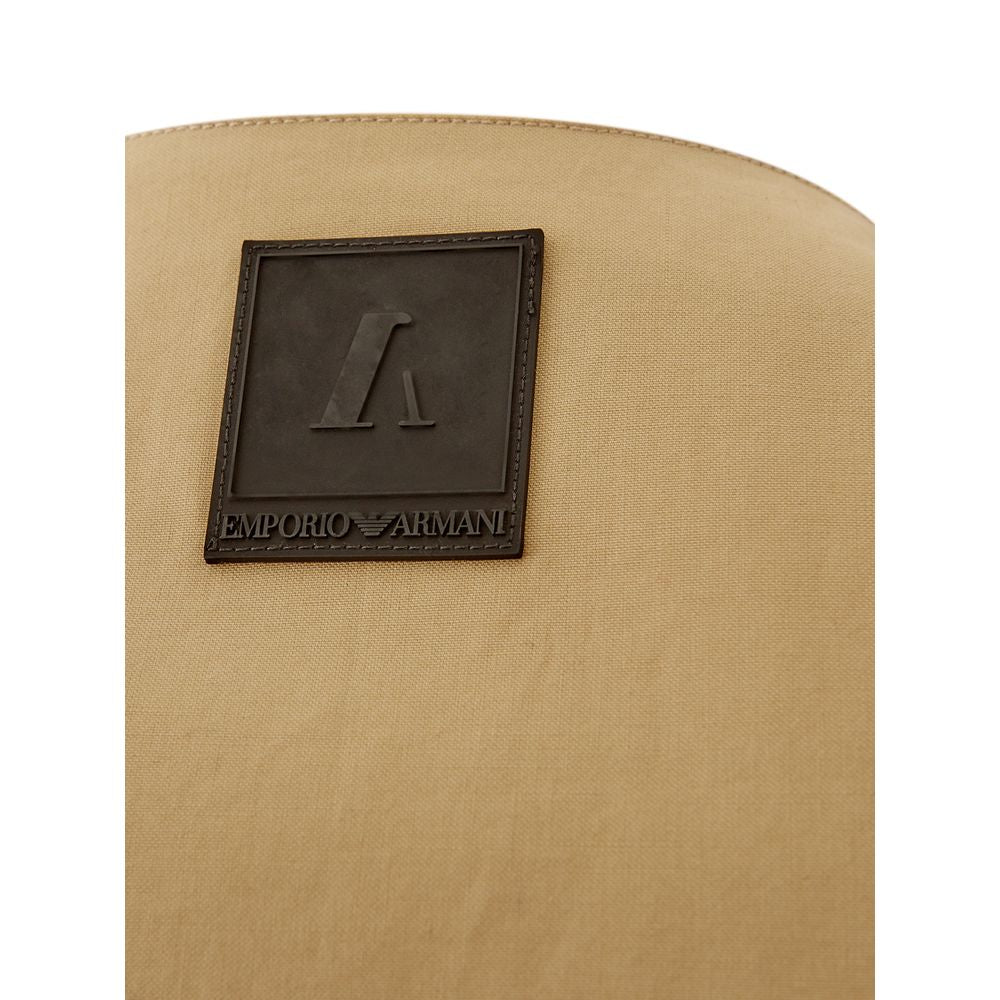 Tunic by Emporio Armani for men in cotton & rubber beige, brown & white showcases a unassuming silhouette, artfully detailed with a refined round neckline and unassuming for a sophisticated, contemporary look.