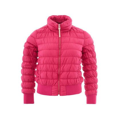 Bomber Jacket by Woolrich for women in polyamide leather fuchsia & pink presents a effortlessly chic silhouette, showcasing a sophisticated high-collar neckline and premium pockets for a truly effortlessly chic finish.