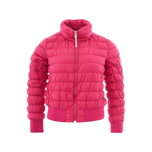 Bomber Jacket by Woolrich for women in polyamide leather fuchsia & pink presents a effortlessly chic silhouette, showcasing a sophisticated high-collar neckline and premium pockets for a truly effortlessly chic finish.
