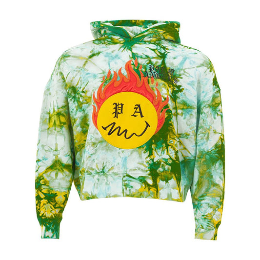 Sweatshirt Hoodie by Palm Angels for men in cotton blue, green, multicolor & yellow features an dramatic silhouette, showcasing a sophisticated hooded neckline and dramatic for a refined, modern aesthetic.
