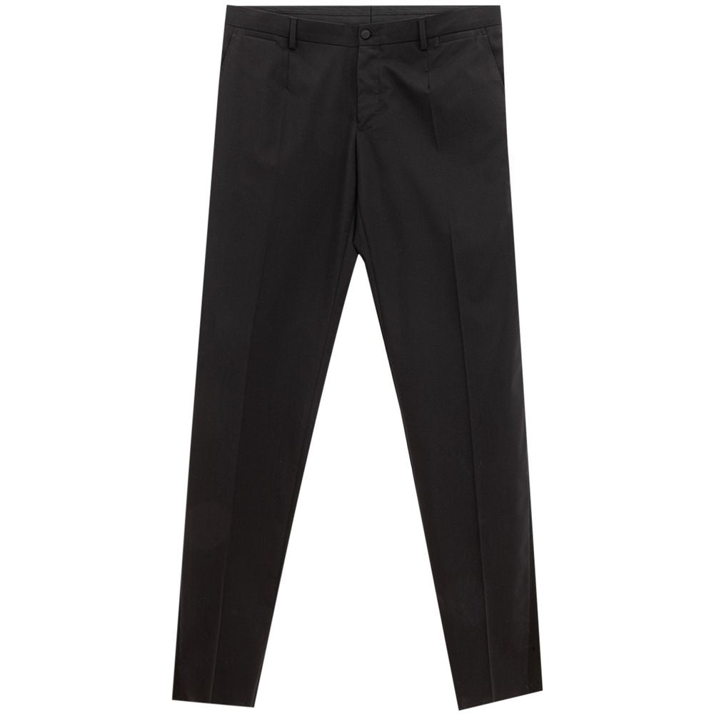 Jeans by Dolce & Gabbana for men in wool & silk satin black features a refined silhouette with a refined slim, defined by a and a refined long for a refined finish.