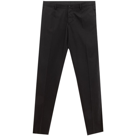 Jeans by Dolce & Gabbana for men in wool & silk satin black features a refined silhouette with a refined slim, defined by a and a refined long for a refined finish.