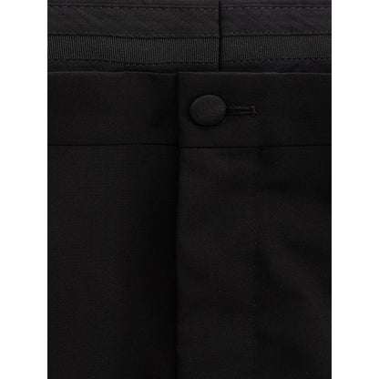 Jeans by Dolce & Gabbana for men in wool & silk satin black features a polished silhouette with a polished slim, reaching a polished long and finished with a polished .