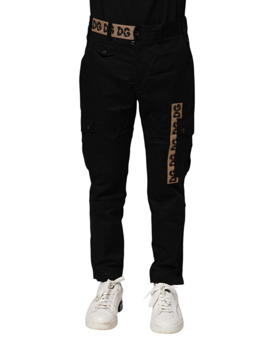 Cargo Pants by Dolce & Gabbana for men in stretch cotton black features an tailored regular-fit with a and long, creating a tailored utilitarian silhouette.