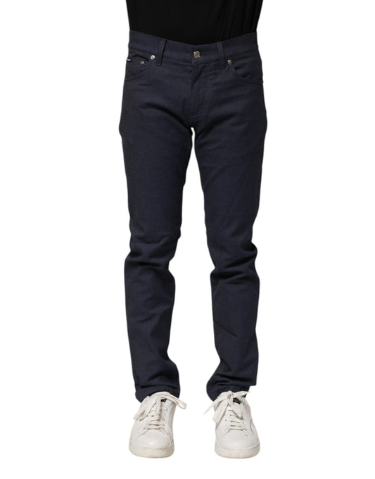 Jeans by Dolce & Gabbana for men in stretch denim cotton dark-blue features an refined tailoring silhouette, showcasing a premium skinny & regular-fit with a and long cut for a refined tailoring look.