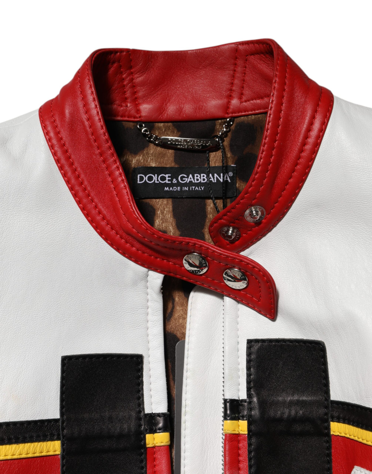 Dolce & Gabbana Women's Biker Polyester & Lambskin Leather Jacket - Multicolor