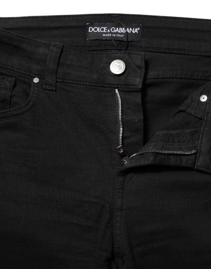 Dolce & Gabbana Women's Skinny Regular Fit Mid Rise Stretch Denim Cotton Jeans - Black