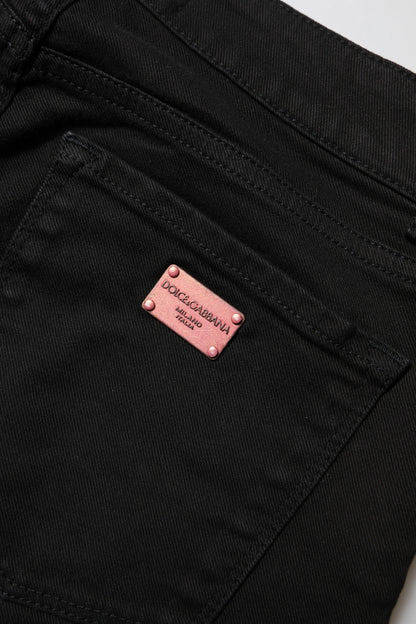 Dolce & Gabbana Women's Skinny Regular Fit Mid Rise Stretch Denim Cotton Jeans - Black