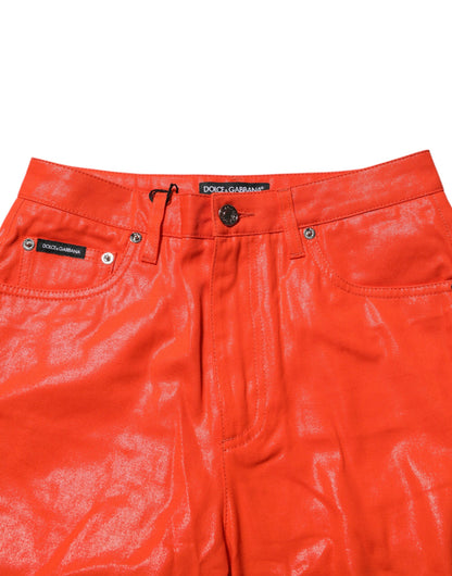 Dolce & Gabbana Women's Skinny Regular Fit High Rise Denim Cotton Jeans - Orange