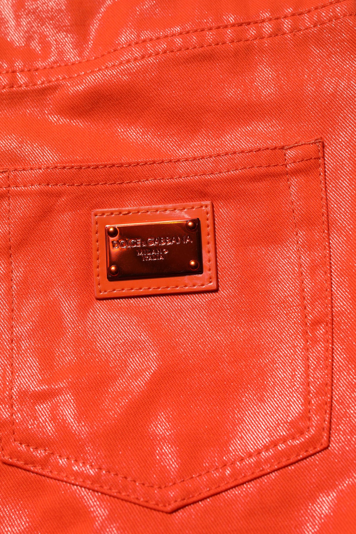 Dolce & Gabbana Women's Skinny Regular Fit High Rise Denim Cotton Jeans - Orange