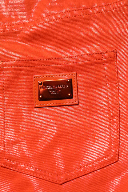 Dolce & Gabbana Women's Skinny Regular Fit High Rise Denim Cotton Jeans - Orange