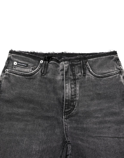 Dolce & Gabbana Women's Skinny Regular Fit Mid Rise Stretch Denim Cotton Jeans - Dark Gray