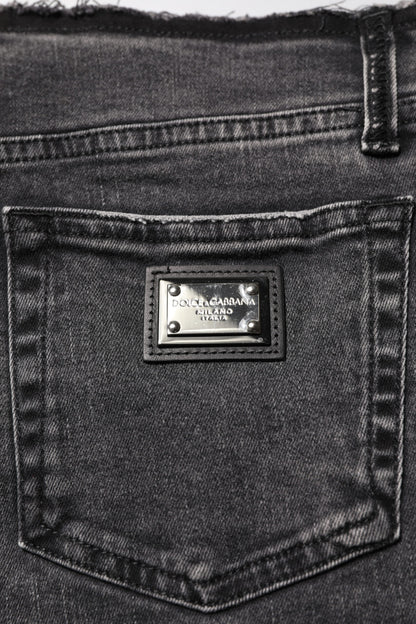Dolce & Gabbana Women's Skinny Regular Fit Mid Rise Stretch Denim Cotton Jeans - Dark Gray