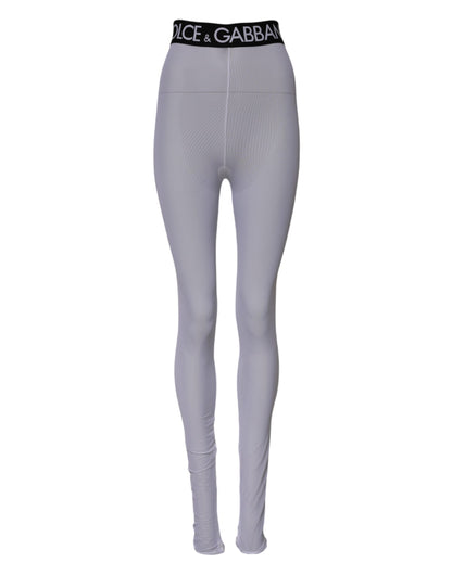 Dolce & Gabbana Women's Regular Fit Leggings Mid Rise Stretch Nylon - Gray
